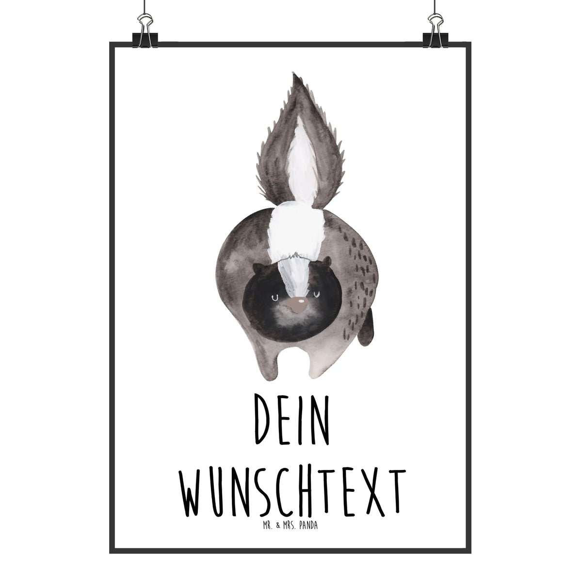 Personalised poster skunk attack predator, stinky, angry, threatening, wild animal