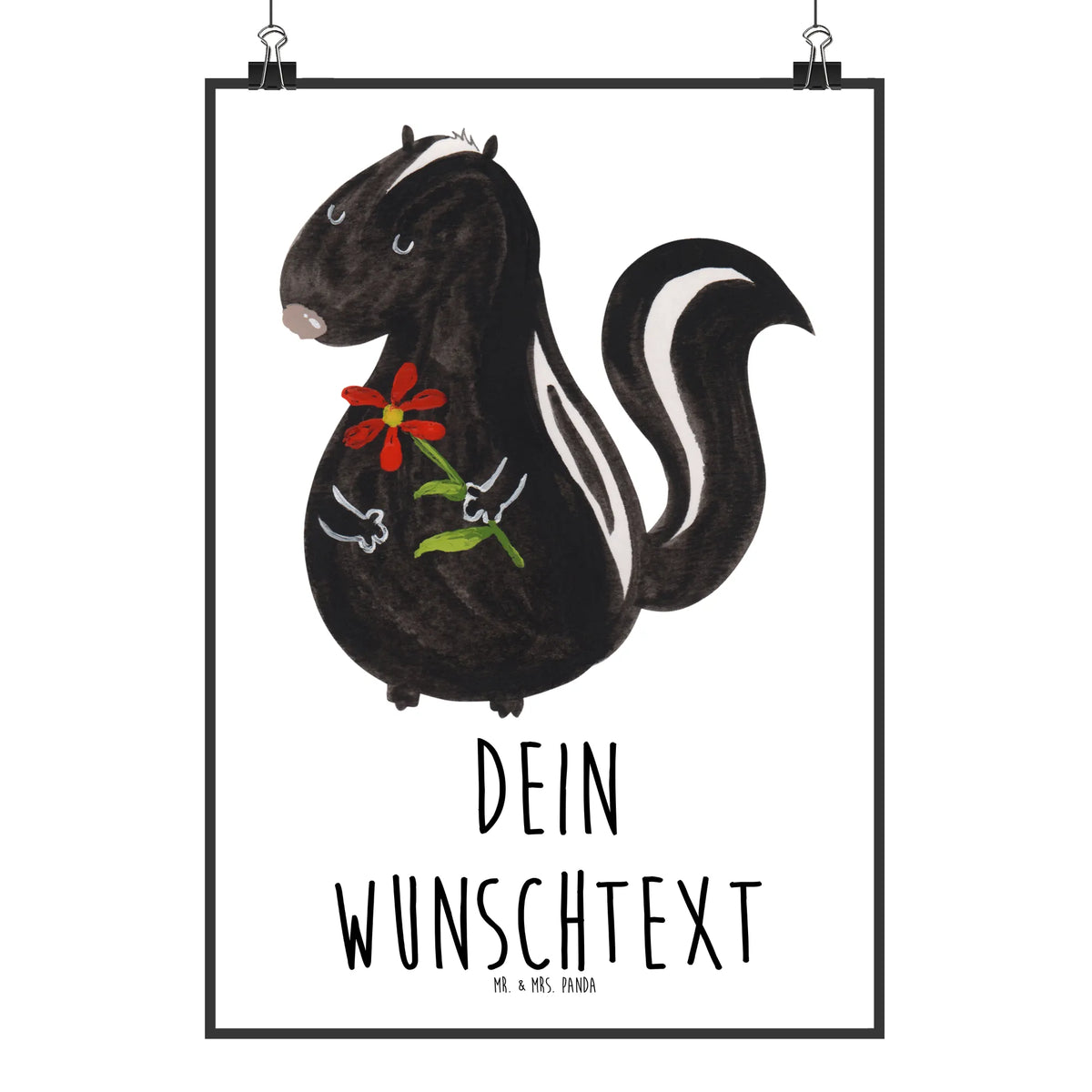 Personalised poster skunk flower dreamy, wild animal, predator, stink, daydreamer