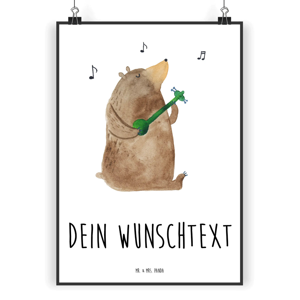 Personalised poster bear guitar teddy bear, cuddly toy
