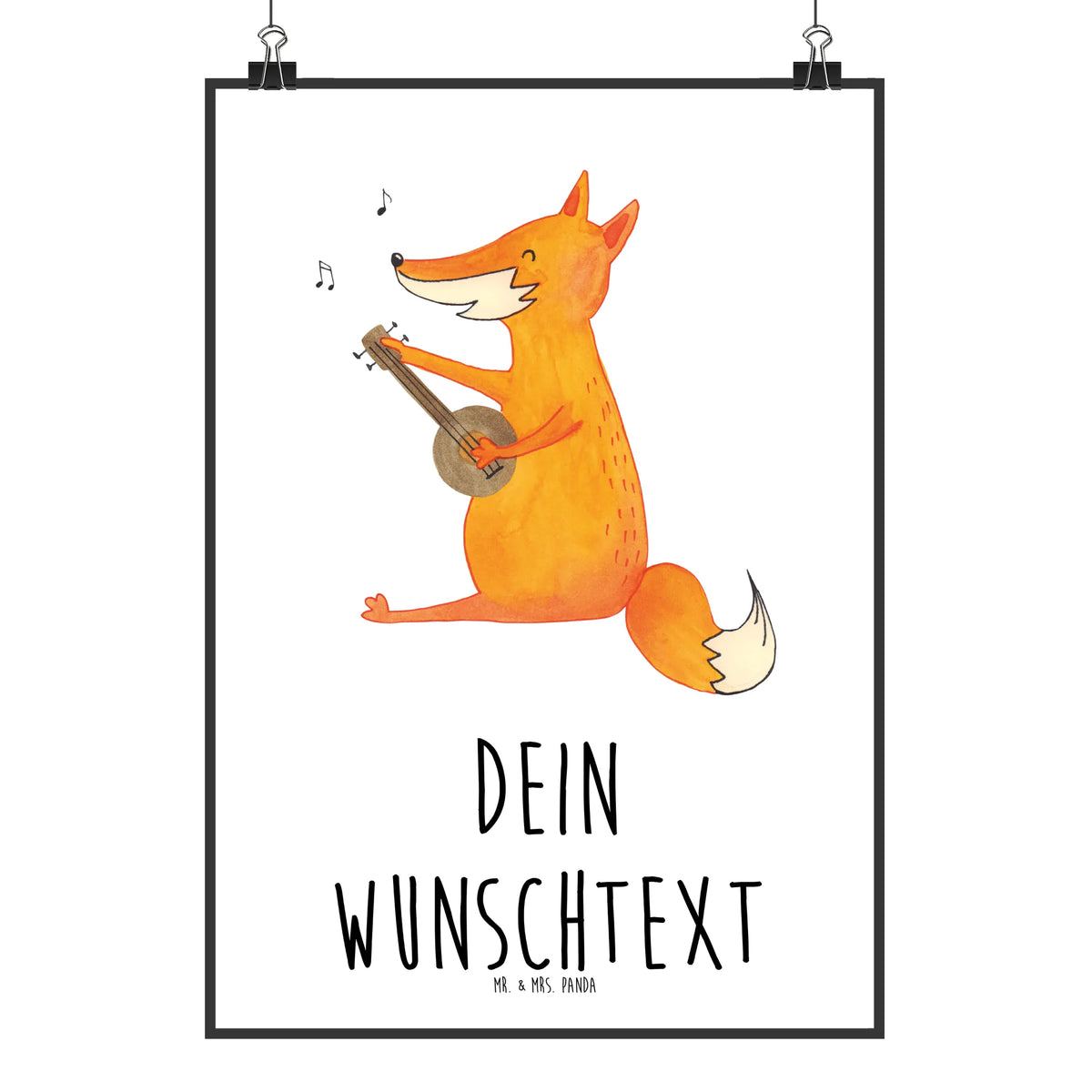 Personalised poster Fox guitar animal lover, foxes, forest wildlife, clever as a fox, music saying, musician, gift musician, singer, guitar