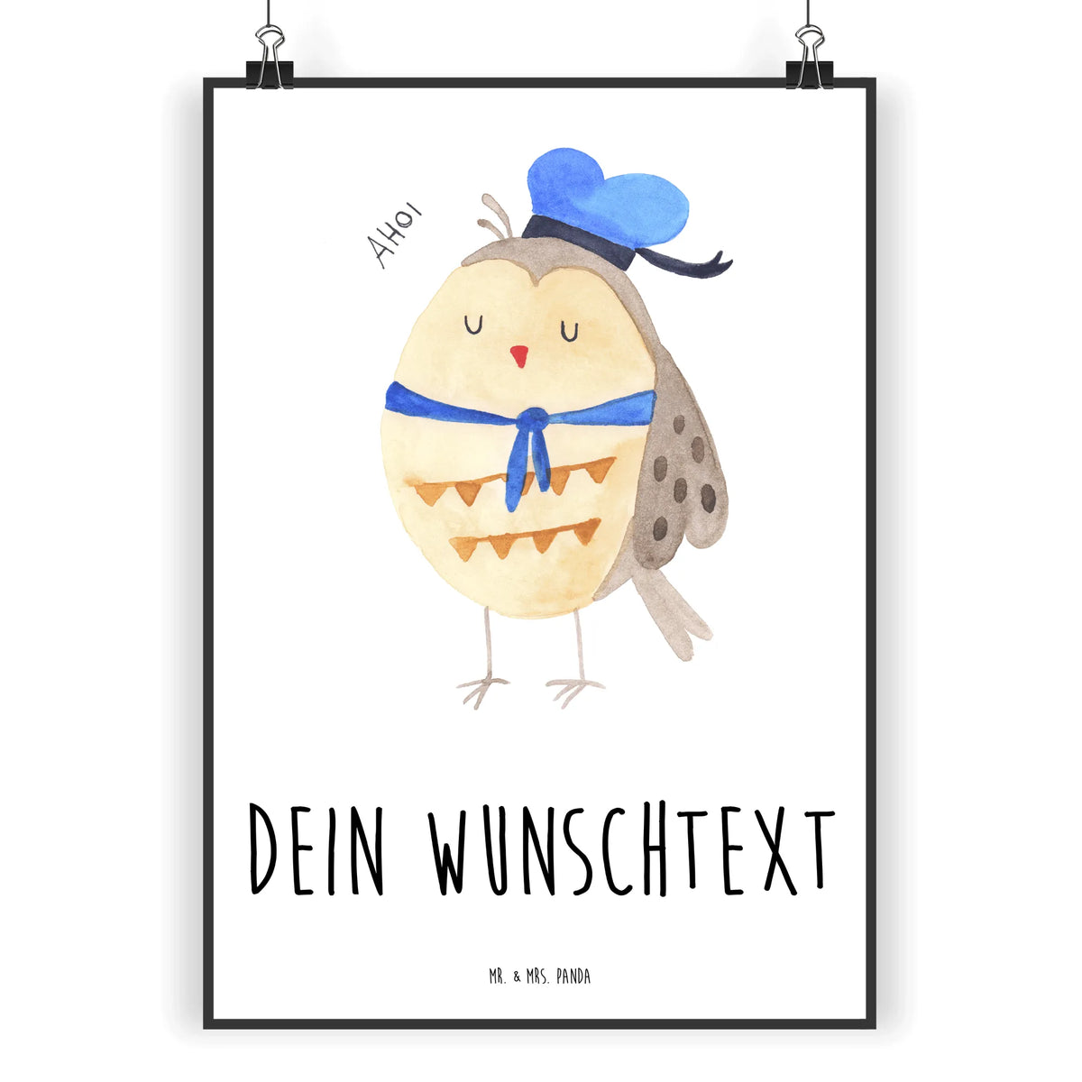 Personalised poster Owl sailor gift ideas, birthday present, forest animal, bird, nocturnal, illustrated, romantic gift, owl decor, Girlfriend, Wedding anniversary gift, Sailor, Mariner, Owl decoration, Pun funny, Marriage, Home port, Owl saying