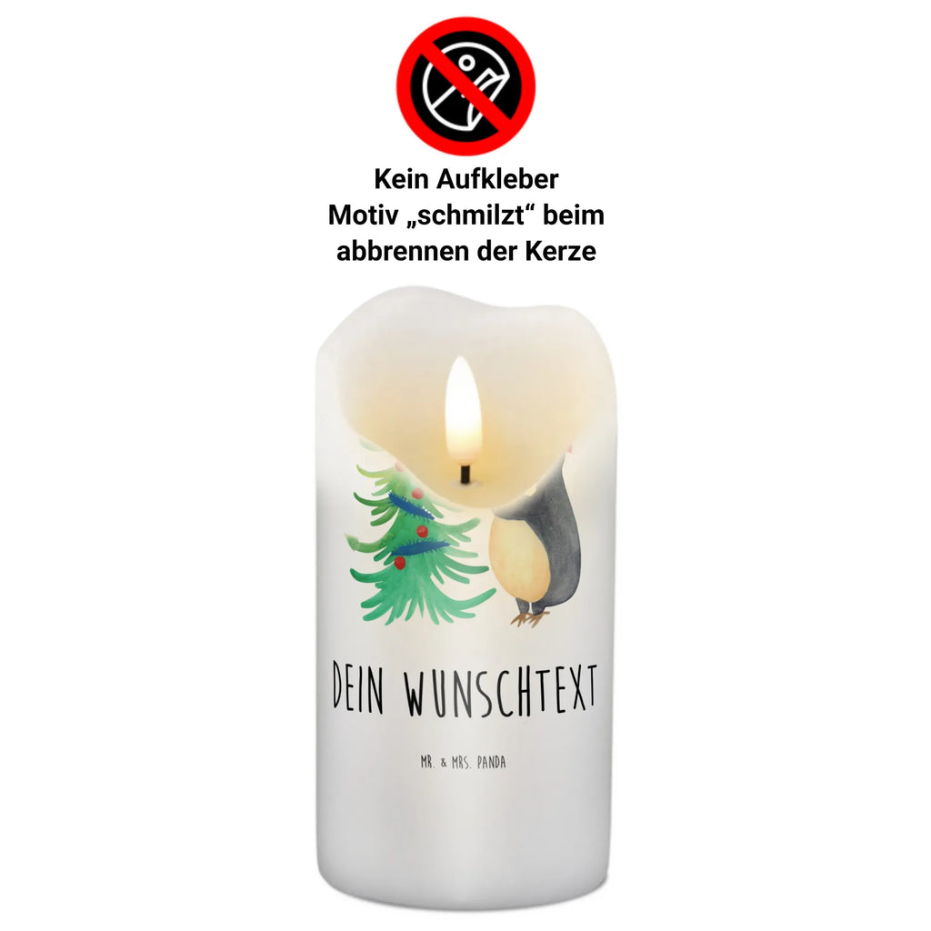 Personalizowana świeca Pingwin choinka Zima, Boże Narodzenie, dekoracje świąteczne, Mikołaj, Adwent, Wigilia, zimowy motyw