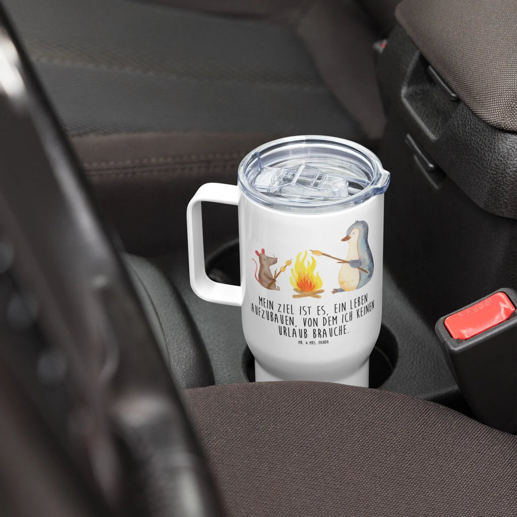XXL Thermobecher Pinguin Lagerfeuer Großer Thermobecher, XL Thermobecher, XL Reisetasse, Autobecher, Reisebecher, Jumbo Becher, Thermobecher, Pinguin, Liebe, Feuer, Lebensmotivation, Leben, Lagerfeuer, grillen, Arbeit, Neustart, Lebensspruch, Büro, Motivation, Büroalltag, Marshmallows, Pinguine, Job, Maus