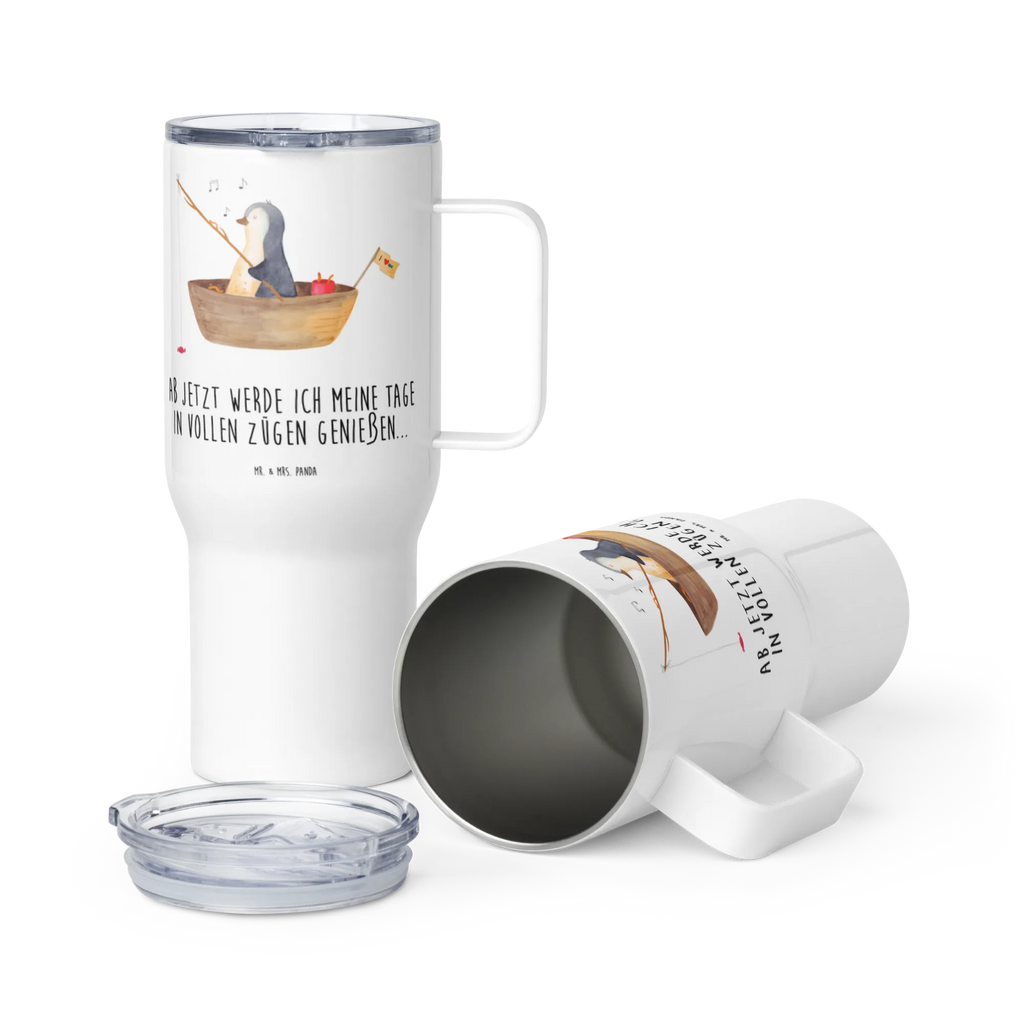 XXL Thermobecher Pinguin Angelboot Jumbo Becher, XL Thermobecher, XL Reisetasse, Reisebecher, Autobecher, Großer Thermobecher, Thermobecher, Pinguin, Boot, Motivation, Trennung, Angeln, Angelboot, Leben, Geschenkidee Liebeskummer, Lebenslust, Scheidung, genießen, Neuanfang, Neustart, Pinguine