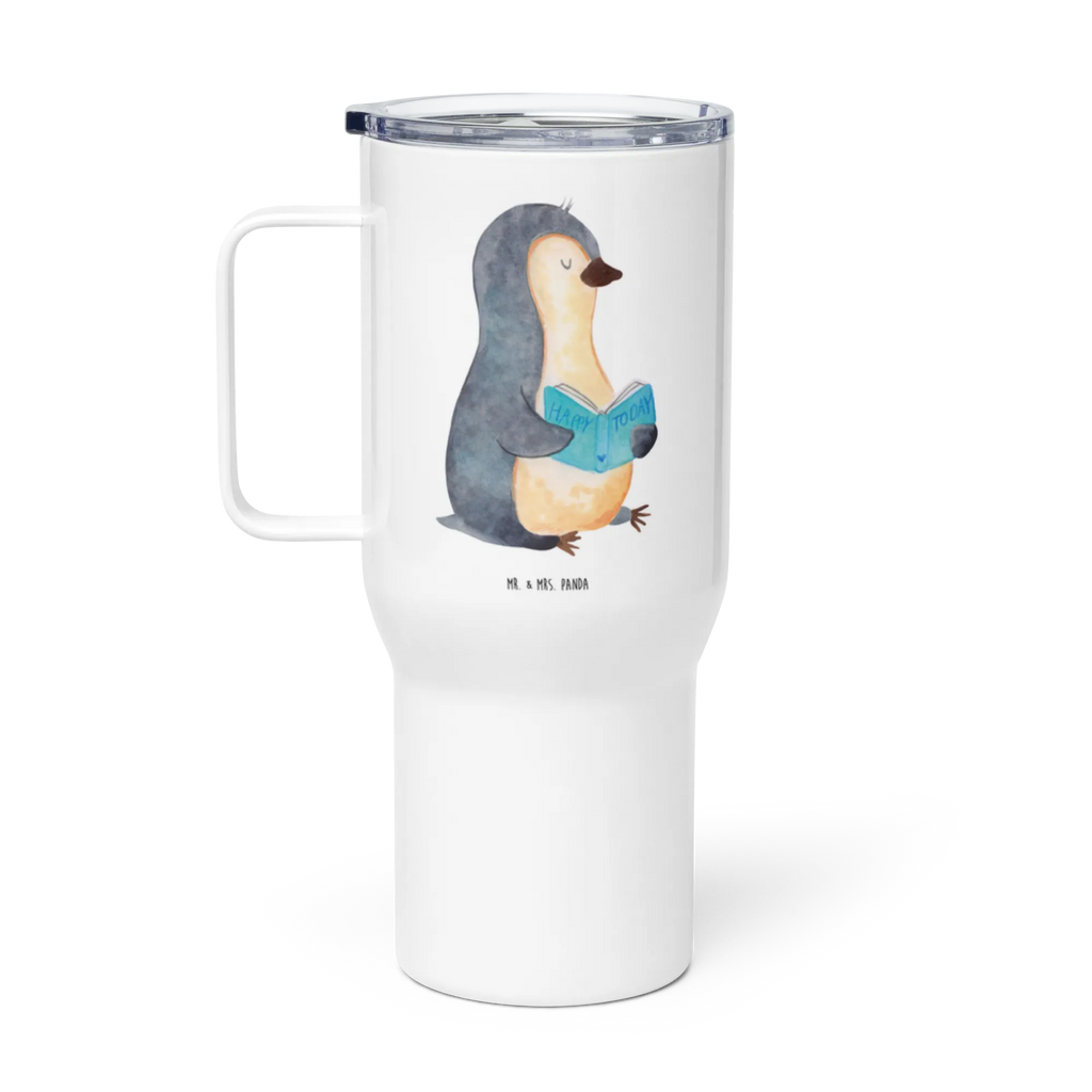 XXL thermal mug Penguin A book Autobecher, Reisebecher, Thermobecher, XL Thermobecher, Jumbo Becher, XL Reisetasse, Großer Thermobecher, Pinguin, Faulenzen, Lesen, Freizeit, Bücherwurm, Pinguine, Buch, Urlaub, Nichtstun, Ferien