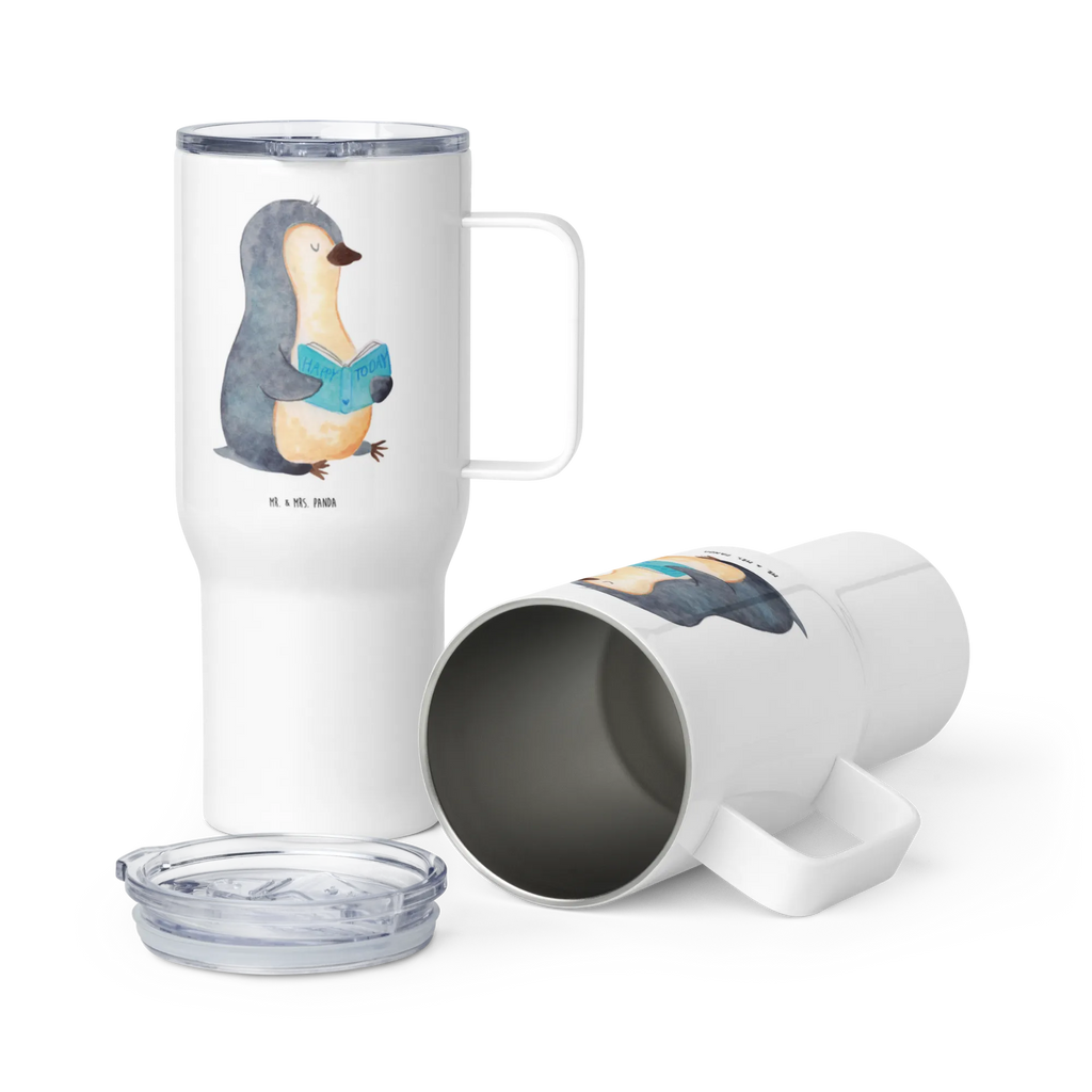 XXL thermal mug Penguin A book Autobecher, Reisebecher, Thermobecher, XL Thermobecher, Jumbo Becher, XL Reisetasse, Großer Thermobecher, Pinguin, Faulenzen, Lesen, Freizeit, Bücherwurm, Pinguine, Buch, Urlaub, Nichtstun, Ferien