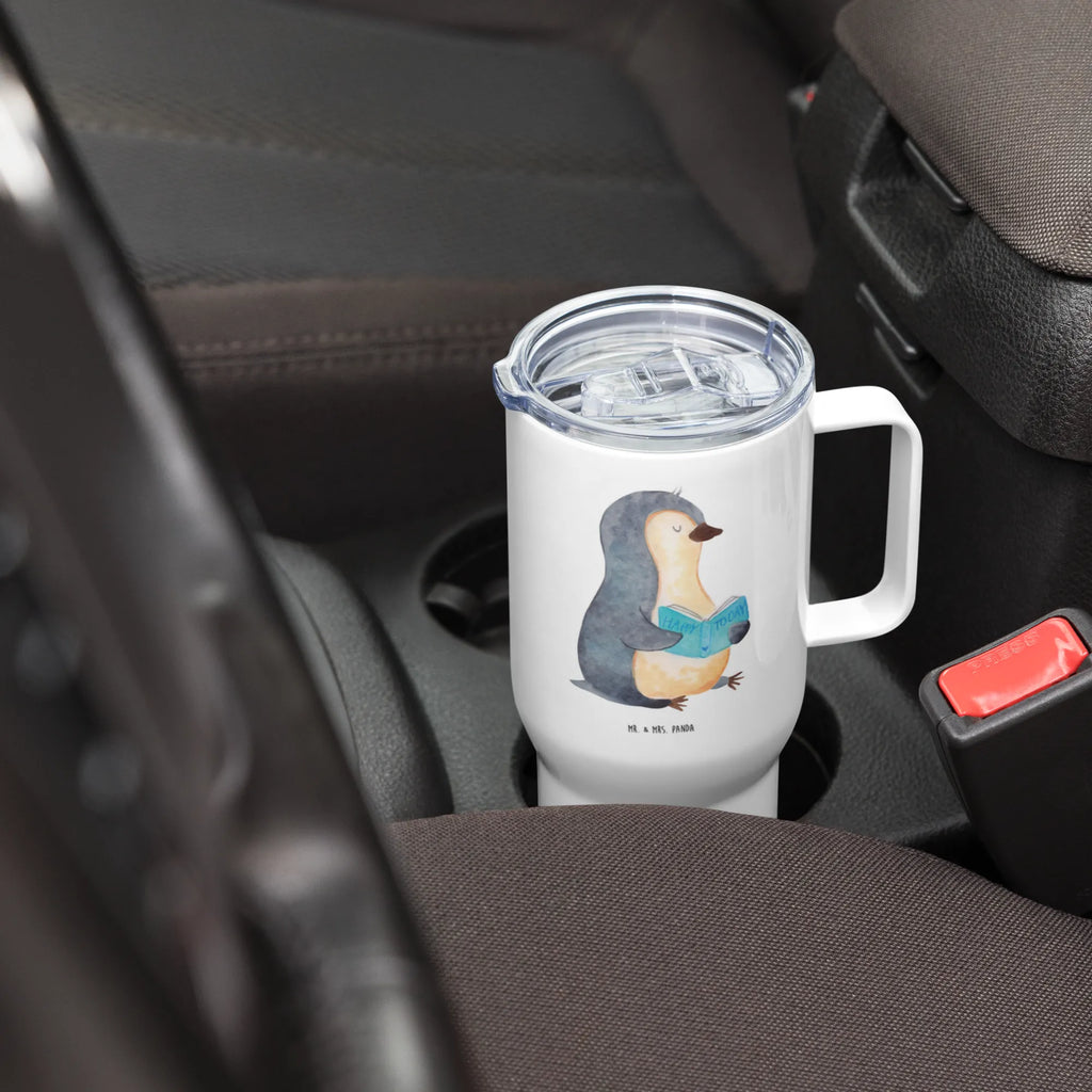 XXL thermal mug Penguin A book Autobecher, Reisebecher, Thermobecher, XL Thermobecher, Jumbo Becher, XL Reisetasse, Großer Thermobecher, Pinguin, Faulenzen, Lesen, Freizeit, Bücherwurm, Pinguine, Buch, Urlaub, Nichtstun, Ferien