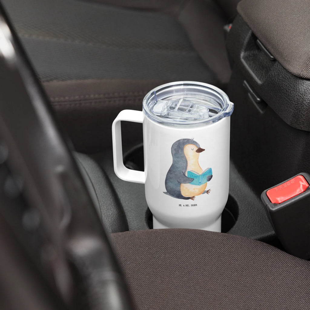 XXL thermal mug Penguin A book Autobecher, Reisebecher, Thermobecher, XL Thermobecher, Jumbo Becher, XL Reisetasse, Großer Thermobecher, Pinguin, Faulenzen, Lesen, Freizeit, Bücherwurm, Pinguine, Buch, Urlaub, Nichtstun, Ferien