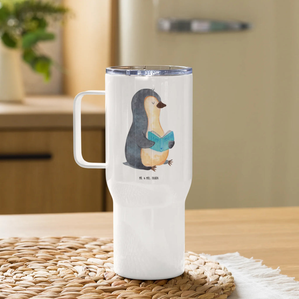 XXL thermal mug Penguin A book Autobecher, Reisebecher, Thermobecher, XL Thermobecher, Jumbo Becher, XL Reisetasse, Großer Thermobecher, Pinguin, Faulenzen, Lesen, Freizeit, Bücherwurm, Pinguine, Buch, Urlaub, Nichtstun, Ferien