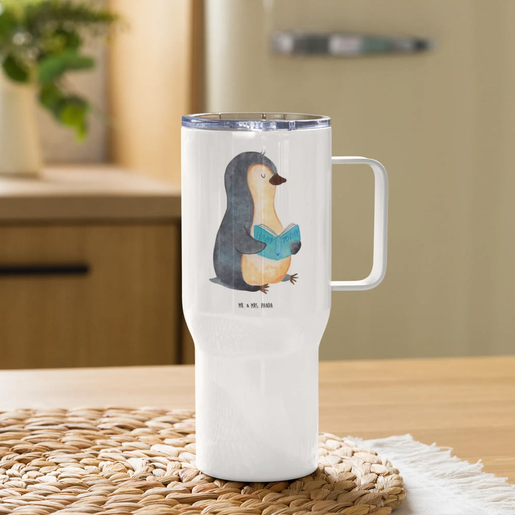 XXL thermal mug Penguin A book Autobecher, Reisebecher, Thermobecher, XL Thermobecher, Jumbo Becher, XL Reisetasse, Großer Thermobecher, Pinguin, Faulenzen, Lesen, Freizeit, Bücherwurm, Pinguine, Buch, Urlaub, Nichtstun, Ferien