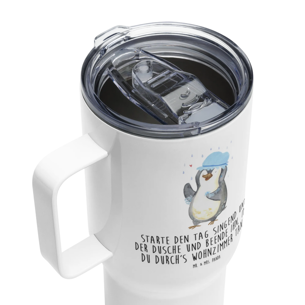 XXL Thermobecher Pinguin Duschen Großer Thermobecher, Jumbo Becher, Autobecher, Reisebecher, XL Reisetasse, XL Thermobecher, Pinguin, Neuanfang, glücklich sein, Neustart, Duschen, Motivation, Dusche, Lebensmotto, Pinguine