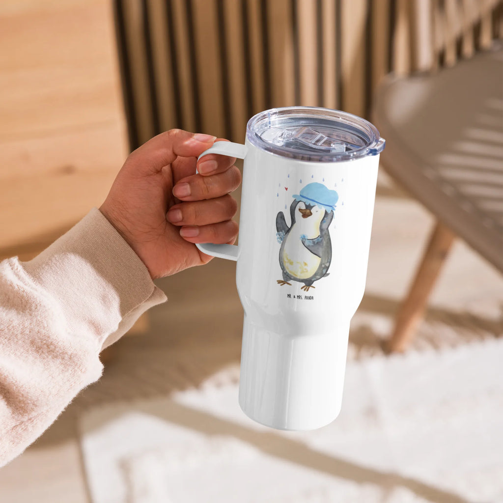 XXL Thermobecher Pinguin Duschen Großer Thermobecher, Jumbo Becher, Autobecher, Reisebecher, XL Reisetasse, XL Thermobecher, Pinguin, Neuanfang, glücklich sein, Neustart, Duschen, Motivation, Dusche, Lebensmotto, Pinguine