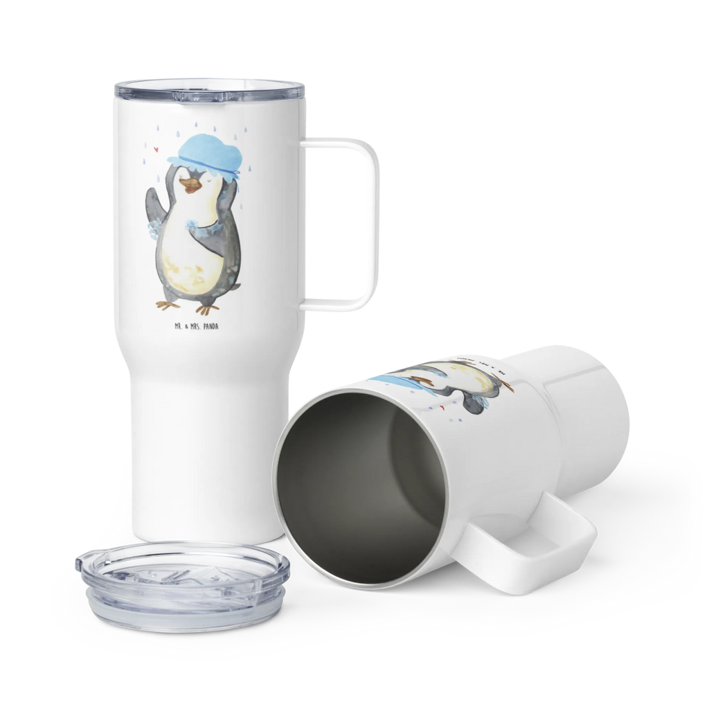 XXL Thermobecher Pinguin Duschen Großer Thermobecher, Jumbo Becher, Autobecher, Reisebecher, XL Reisetasse, XL Thermobecher, Pinguin, Neuanfang, glücklich sein, Neustart, Duschen, Motivation, Dusche, Lebensmotto, Pinguine