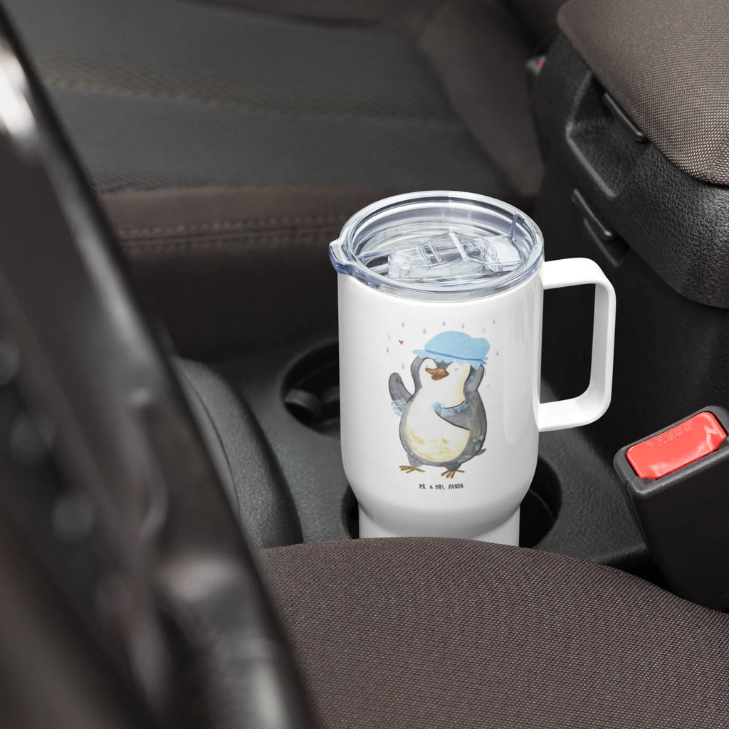 XXL Thermobecher Pinguin Duschen Großer Thermobecher, Jumbo Becher, Autobecher, Reisebecher, XL Reisetasse, XL Thermobecher, Pinguin, Neuanfang, glücklich sein, Neustart, Duschen, Motivation, Dusche, Lebensmotto, Pinguine