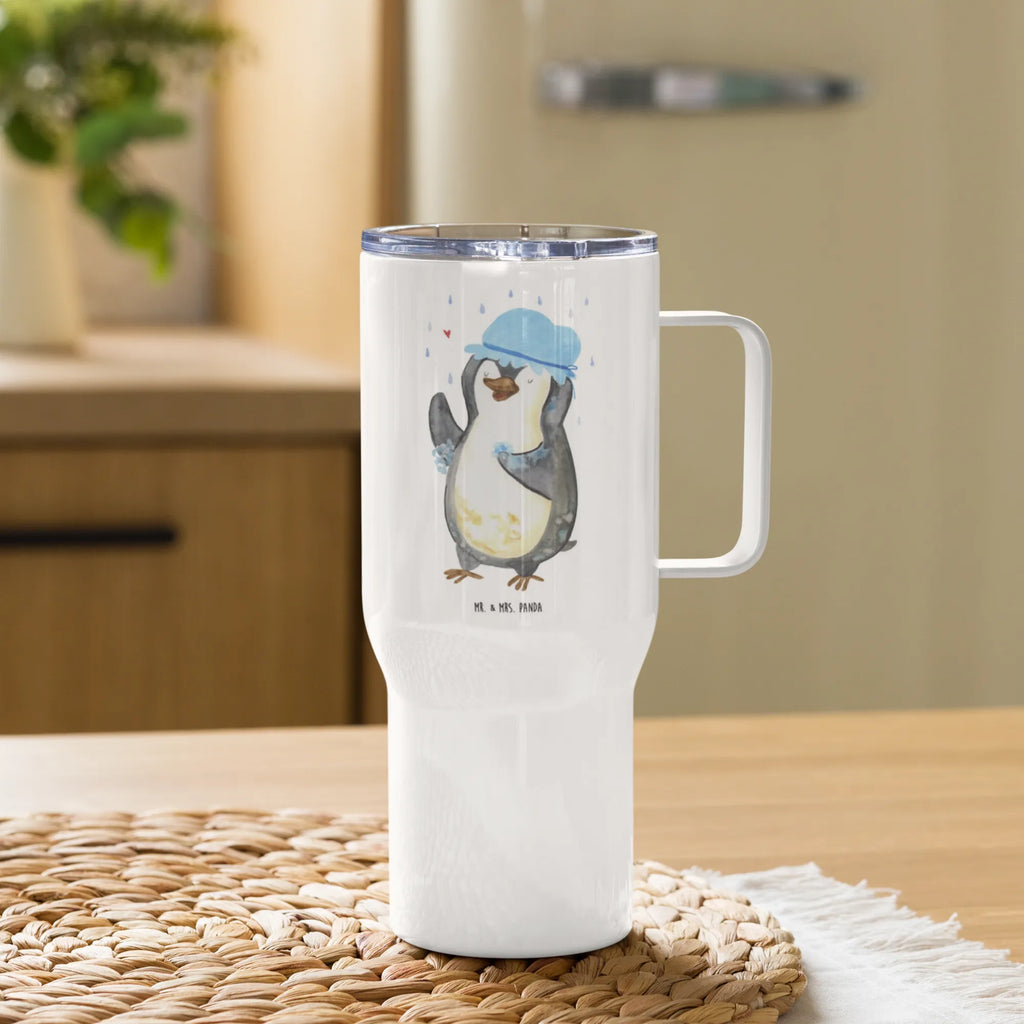 XXL Thermobecher Pinguin Duschen Großer Thermobecher, Jumbo Becher, Autobecher, Reisebecher, XL Reisetasse, XL Thermobecher, Pinguin, Neuanfang, glücklich sein, Neustart, Duschen, Motivation, Dusche, Lebensmotto, Pinguine