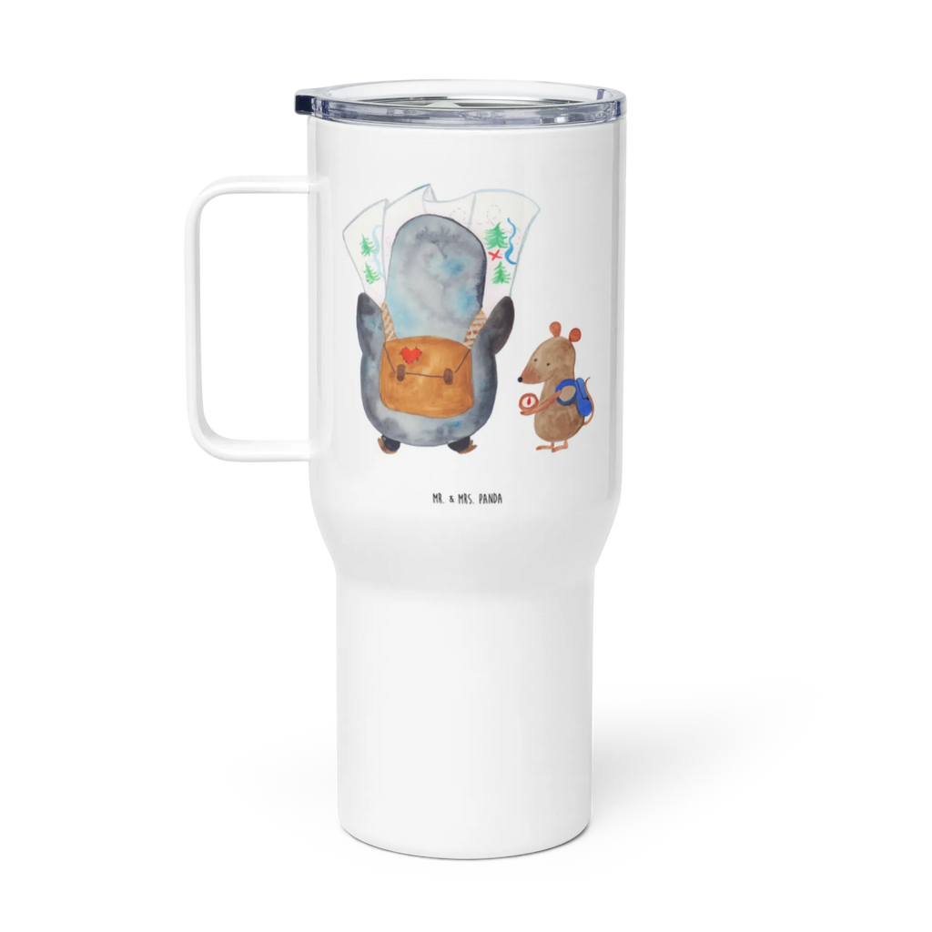 XXL Thermobecher Pinguin & Maus Wanderer Reisebecher, Autobecher, XL Reisetasse, Jumbo Becher, Großer Thermobecher, XL Thermobecher, Pinguin, Abenteuer, Wandern, Ausflug, Abenteurer, Pinguine, Wanderlust, Roadtrip