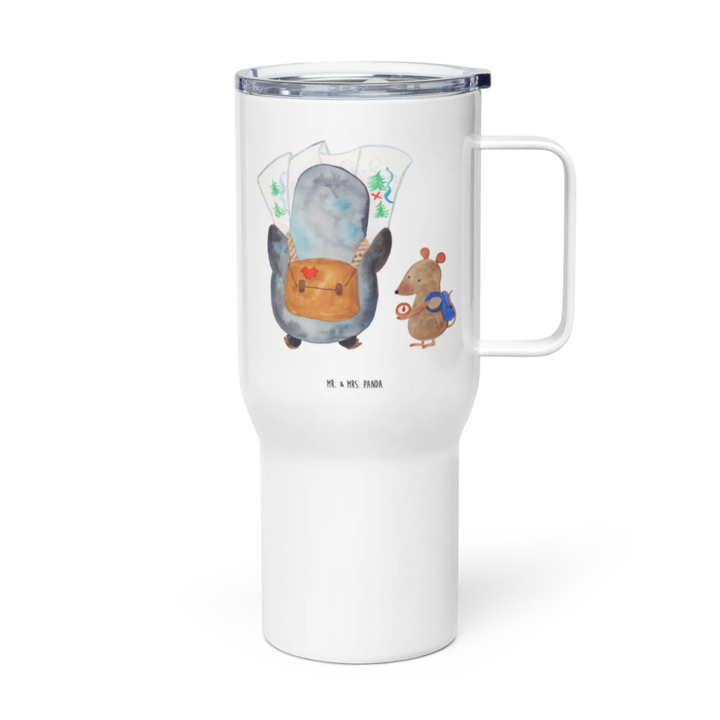 XXL Thermobecher Pinguin & Maus Wanderer Reisebecher, Autobecher, XL Reisetasse, Jumbo Becher, Großer Thermobecher, XL Thermobecher, Pinguin, Abenteuer, Wandern, Ausflug, Abenteurer, Pinguine, Wanderlust, Roadtrip