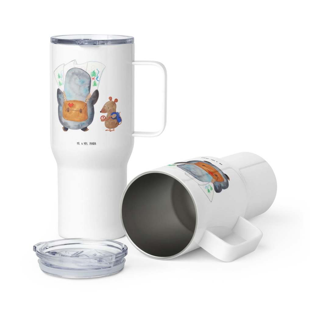 XXL Thermobecher Pinguin & Maus Wanderer Reisebecher, Autobecher, XL Reisetasse, Jumbo Becher, Großer Thermobecher, XL Thermobecher, Pinguin, Abenteuer, Wandern, Ausflug, Abenteurer, Pinguine, Wanderlust, Roadtrip