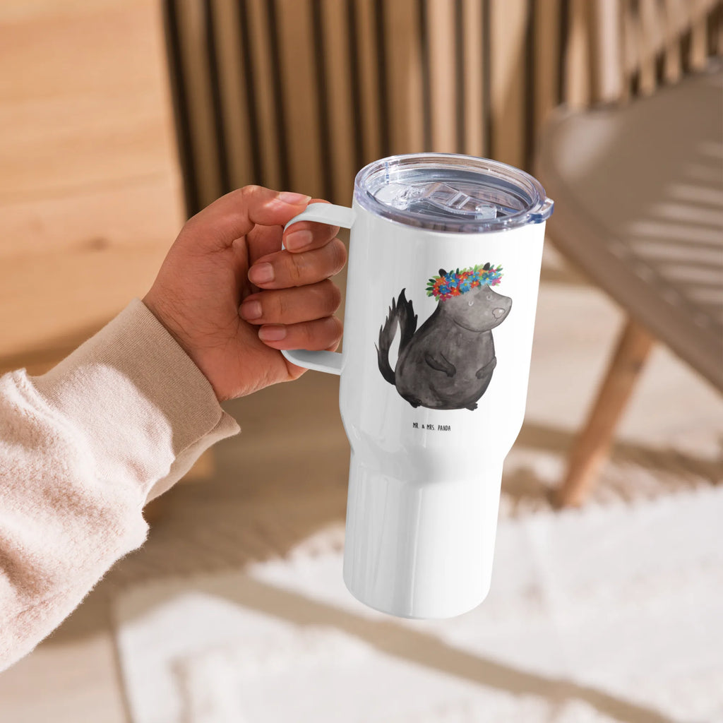 XXL thermal mug skunk Girl Thermobecher, Autobecher, XL Thermobecher, XL Reisetasse, Reisebecher, Großer Thermobecher, Jumbo Becher, Stinktier, Skunk, Stinker, Yoga, Raubtier, Wildtier, Stinki, Namaste