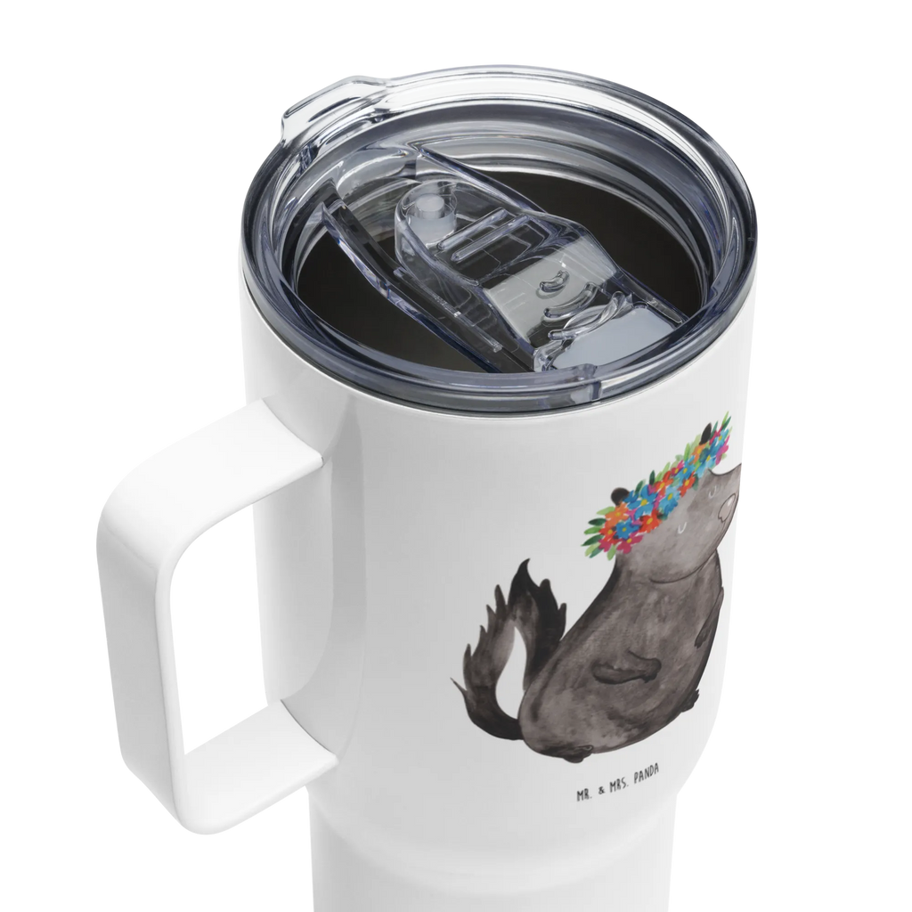 XXL thermal mug skunk Girl Thermobecher, Autobecher, XL Thermobecher, XL Reisetasse, Reisebecher, Großer Thermobecher, Jumbo Becher, Stinktier, Skunk, Stinker, Yoga, Raubtier, Wildtier, Stinki, Namaste