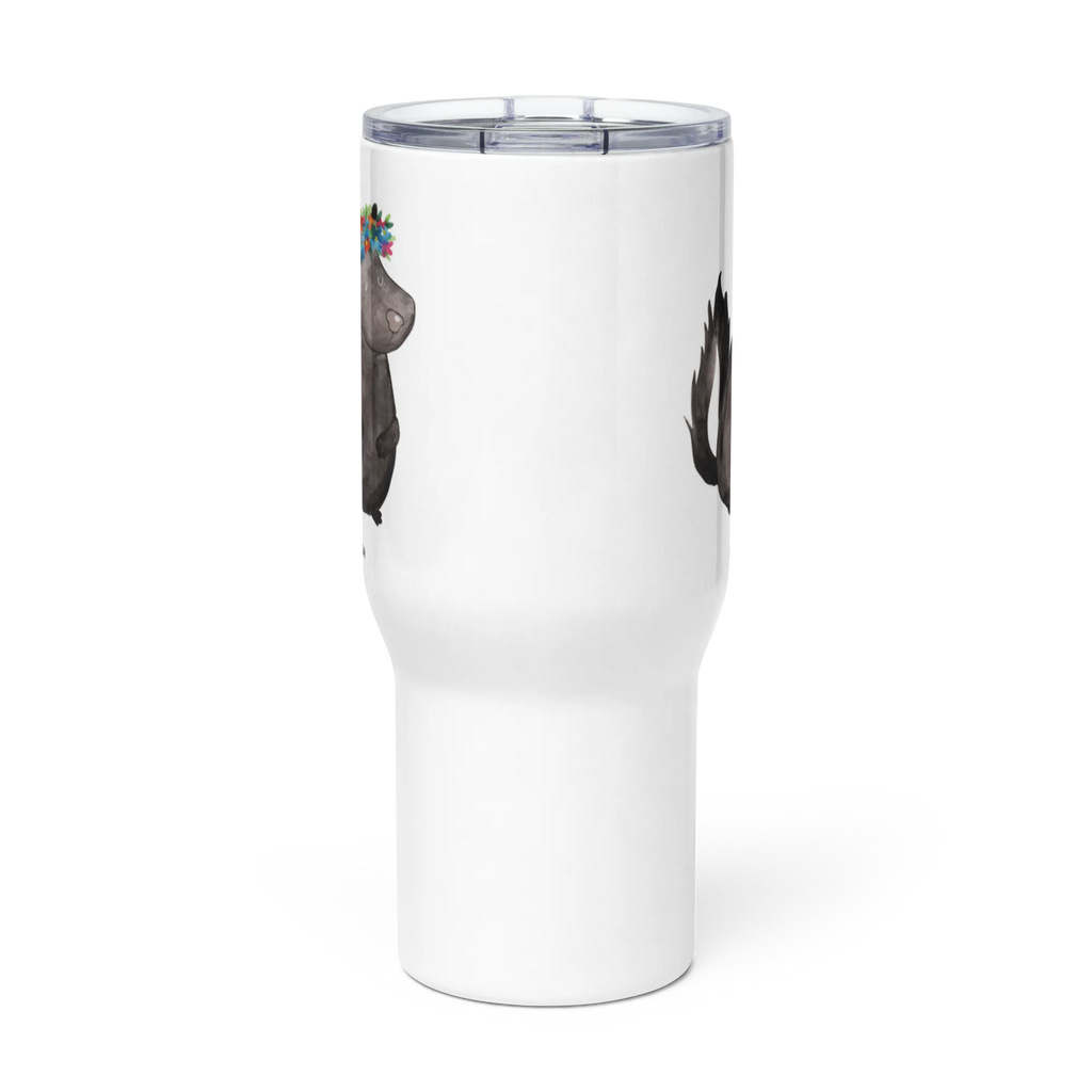 XXL thermal mug skunk Girl Thermobecher, Autobecher, XL Thermobecher, XL Reisetasse, Reisebecher, Großer Thermobecher, Jumbo Becher, Stinktier, Skunk, Stinker, Yoga, Raubtier, Wildtier, Stinki, Namaste