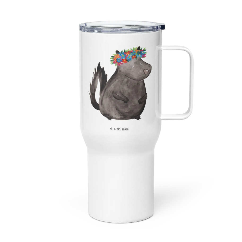 XXL thermal mug skunk Girl Thermobecher, Autobecher, XL Thermobecher, XL Reisetasse, Reisebecher, Großer Thermobecher, Jumbo Becher, Stinktier, Skunk, Stinker, Yoga, Raubtier, Wildtier, Stinki, Namaste