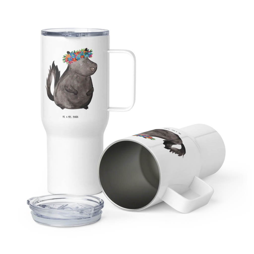 XXL thermal mug skunk Girl Thermobecher, Autobecher, XL Thermobecher, XL Reisetasse, Reisebecher, Großer Thermobecher, Jumbo Becher, Stinktier, Skunk, Stinker, Yoga, Raubtier, Wildtier, Stinki, Namaste
