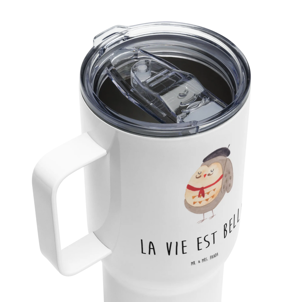 XXL thermal mug Owl France XL Thermobecher, XL Reisetasse, Großer Thermobecher, Jumbo Becher, Autobecher, Reisebecher, Eule, Eule Deko, Owl, Hibou, Frankreich, Eulen, Spruch Französisch, Das Leben Ist schön, La Vie Est Belle, Spruch schön