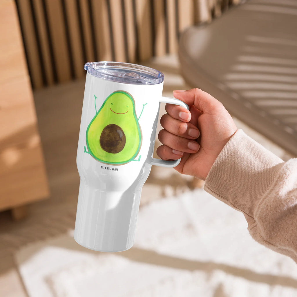 XXL Thermobecher Avocado Glücklich Großer Thermobecher, XL Thermobecher, Jumbo Becher, Reisebecher, XL Reisetasse, Autobecher, Thermobecher, Avocado, Veggie, Vegan, Gesund, Chaos