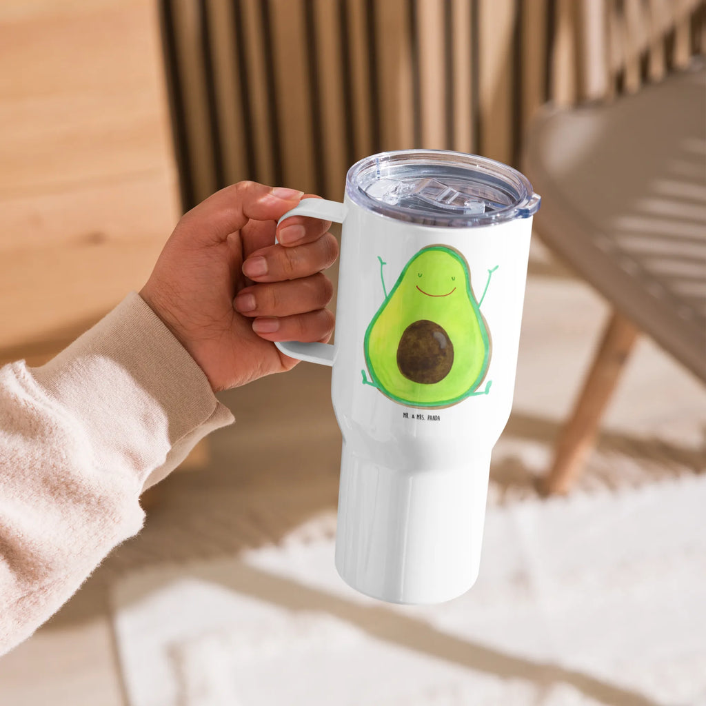 XXL Thermobecher Avocado Glücklich Großer Thermobecher, XL Thermobecher, Jumbo Becher, Reisebecher, XL Reisetasse, Autobecher, Thermobecher, Avocado, Veggie, Vegan, Gesund, Chaos