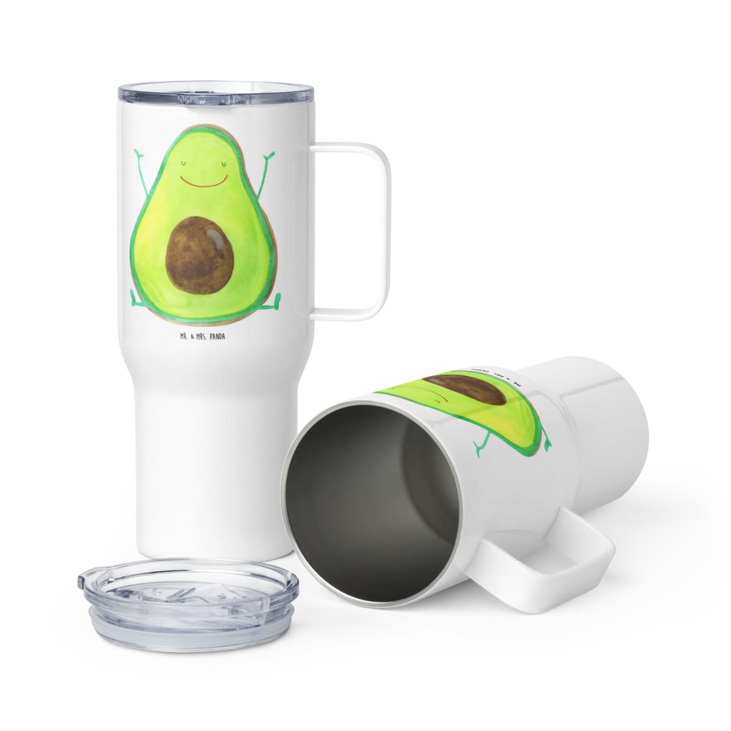 XXL Thermobecher Avocado Glücklich Großer Thermobecher, XL Thermobecher, Jumbo Becher, Reisebecher, XL Reisetasse, Autobecher, Thermobecher, Avocado, Veggie, Vegan, Gesund, Chaos