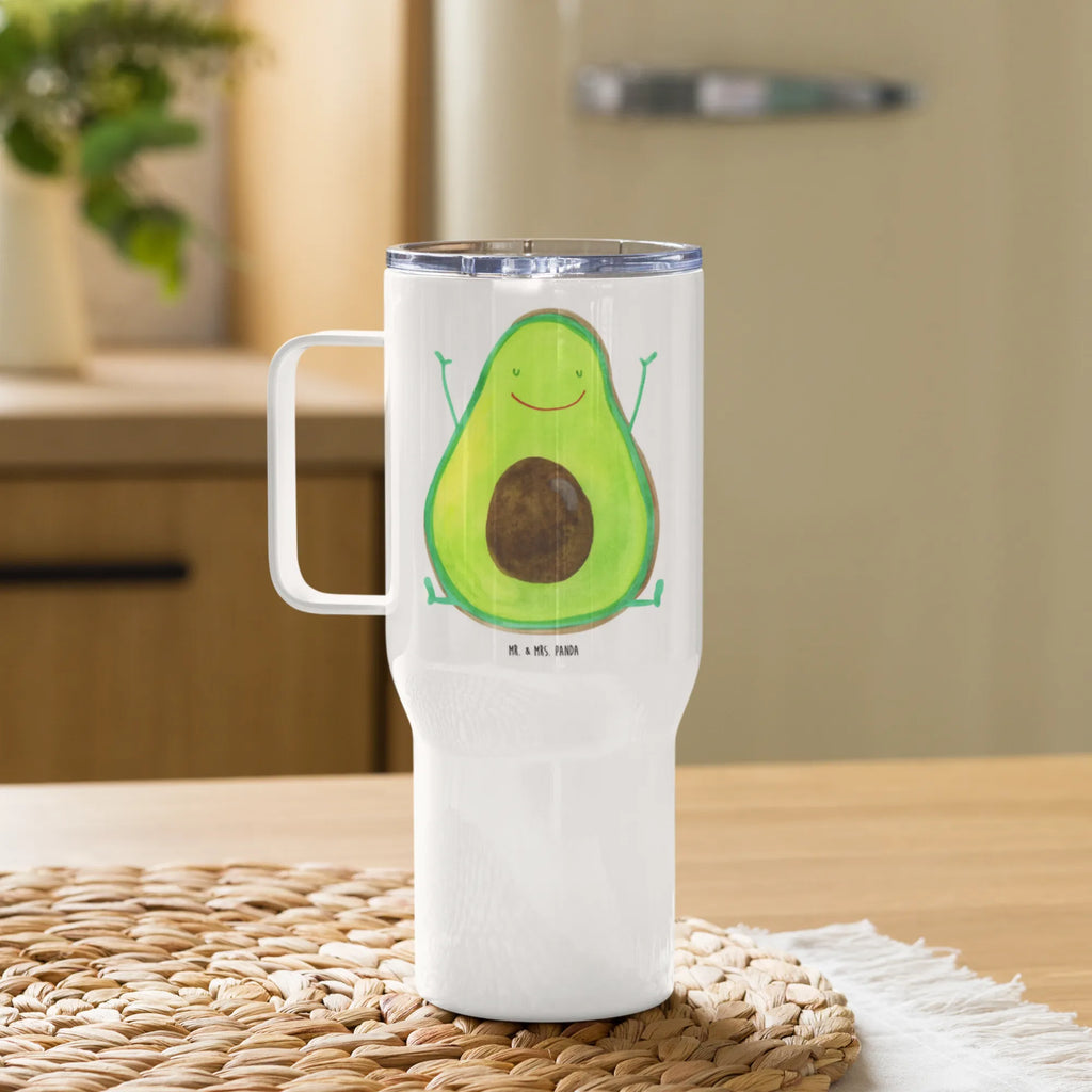 XXL Thermobecher Avocado Glücklich Großer Thermobecher, XL Thermobecher, Jumbo Becher, Reisebecher, XL Reisetasse, Autobecher, Thermobecher, Avocado, Veggie, Vegan, Gesund, Chaos