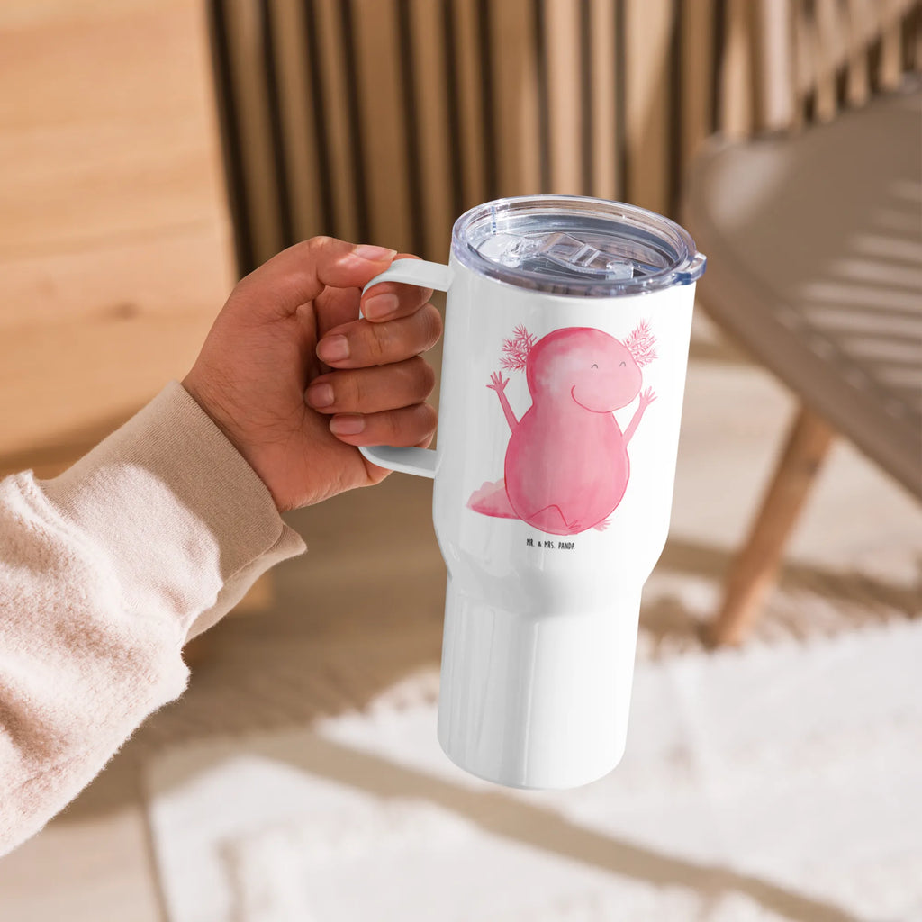 XXL Thermobecher Axolotl Hurra Jumbo Becher, XL Reisetasse, Thermobecher, Autobecher, XL Thermobecher, Reisebecher, Großer Thermobecher, Axolotl, Molch, Spaß, Motivation, fröhlich, Zufriedenheit, Axolot, Lurche, Schwanzlurch, Lurch, Freude