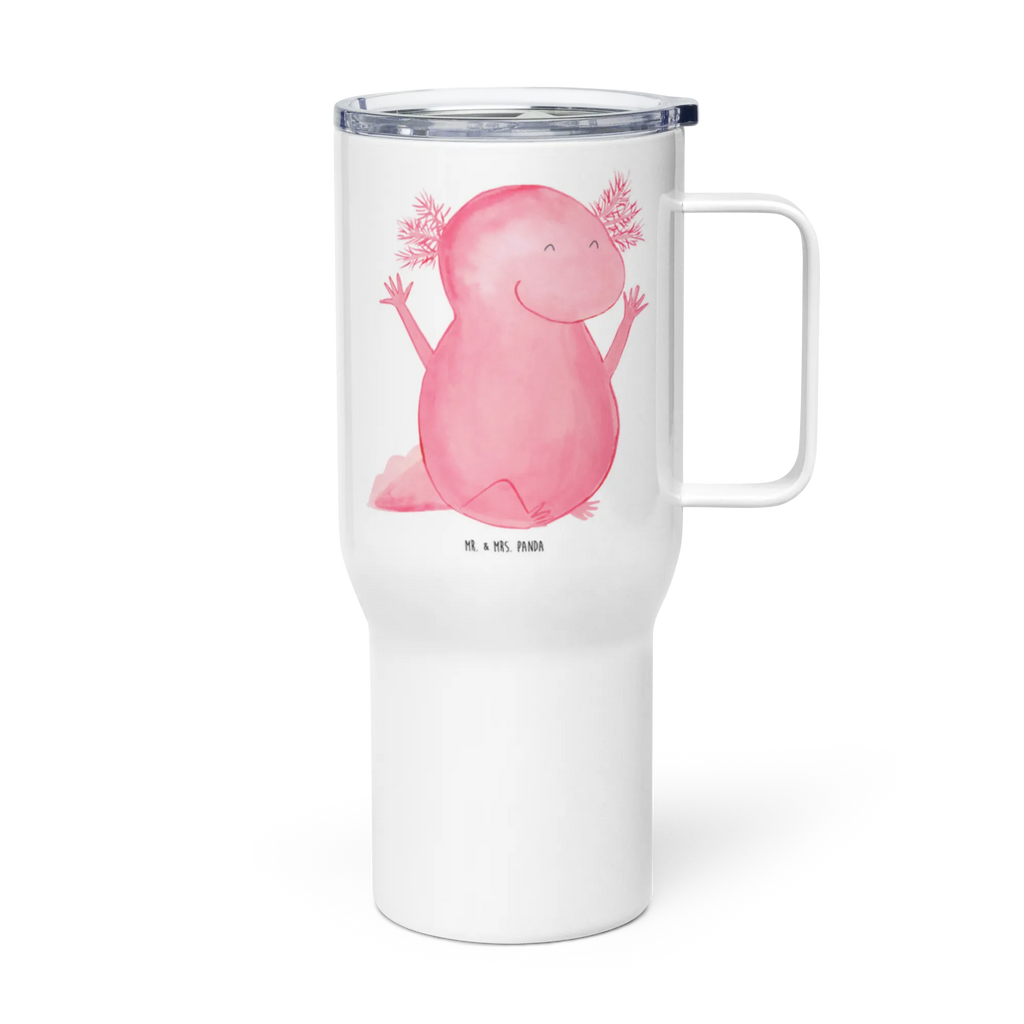 XXL Thermobecher Axolotl Hurra Jumbo Becher, XL Reisetasse, Thermobecher, Autobecher, XL Thermobecher, Reisebecher, Großer Thermobecher, Axolotl, Molch, Spaß, Motivation, fröhlich, Zufriedenheit, Axolot, Lurche, Schwanzlurch, Lurch, Freude