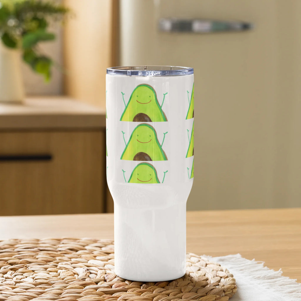 XXL Thermobecher Avocado Glücklich Großer Thermobecher, XL Thermobecher, Jumbo Becher, Reisebecher, XL Reisetasse, Autobecher, Thermobecher, Avocado, Veggie, Vegan, Gesund, Chaos