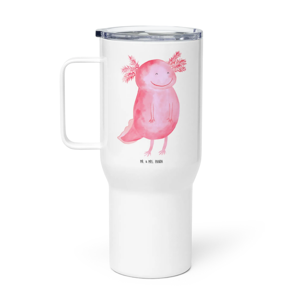 XXL Thermobecher Axolotl Glücklich XL Thermobecher, XL Reisetasse, Reisebecher, Autobecher, Jumbo Becher, Großer Thermobecher, Axolotl, Molch, Lurch, Motivation, Gute Laune, Schwanzlurch, Axolot, Lurche