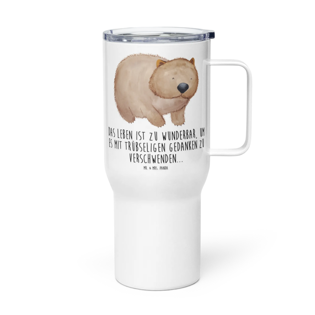 XXL Thermobecher Wombat Großer Thermobecher, XL Reisetasse, Jumbo Becher, Autobecher, Reisebecher, XL Thermobecher, Lustige Sprüche, Tiere, Tiermotive, Gute Laune, Spruch, Wombat, Das Leben Ist schön, Australien, Motivation