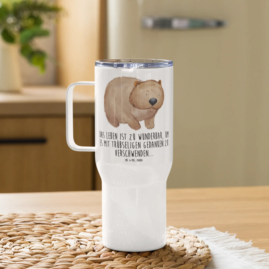 XXL Thermobecher Wombat Großer Thermobecher, XL Reisetasse, Jumbo Becher, Autobecher, Reisebecher, XL Thermobecher, Lustige Sprüche, Tiere, Tiermotive, Gute Laune, Spruch, Wombat, Das Leben Ist schön, Australien, Motivation