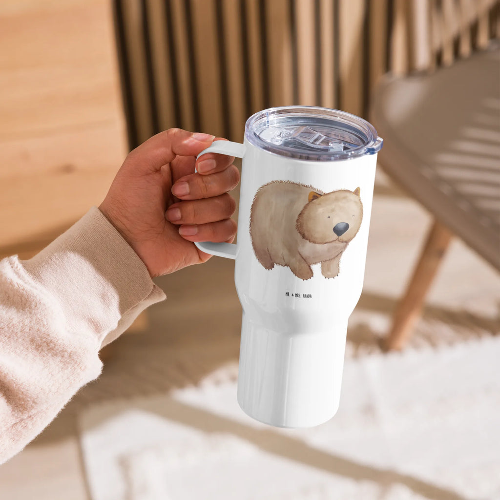 XXL Thermobecher Wombat Großer Thermobecher, XL Reisetasse, Jumbo Becher, Autobecher, Reisebecher, XL Thermobecher, Lustige Sprüche, Tiere, Tiermotive, Gute Laune, Spruch, Wombat, Das Leben Ist schön, Australien, Motivation