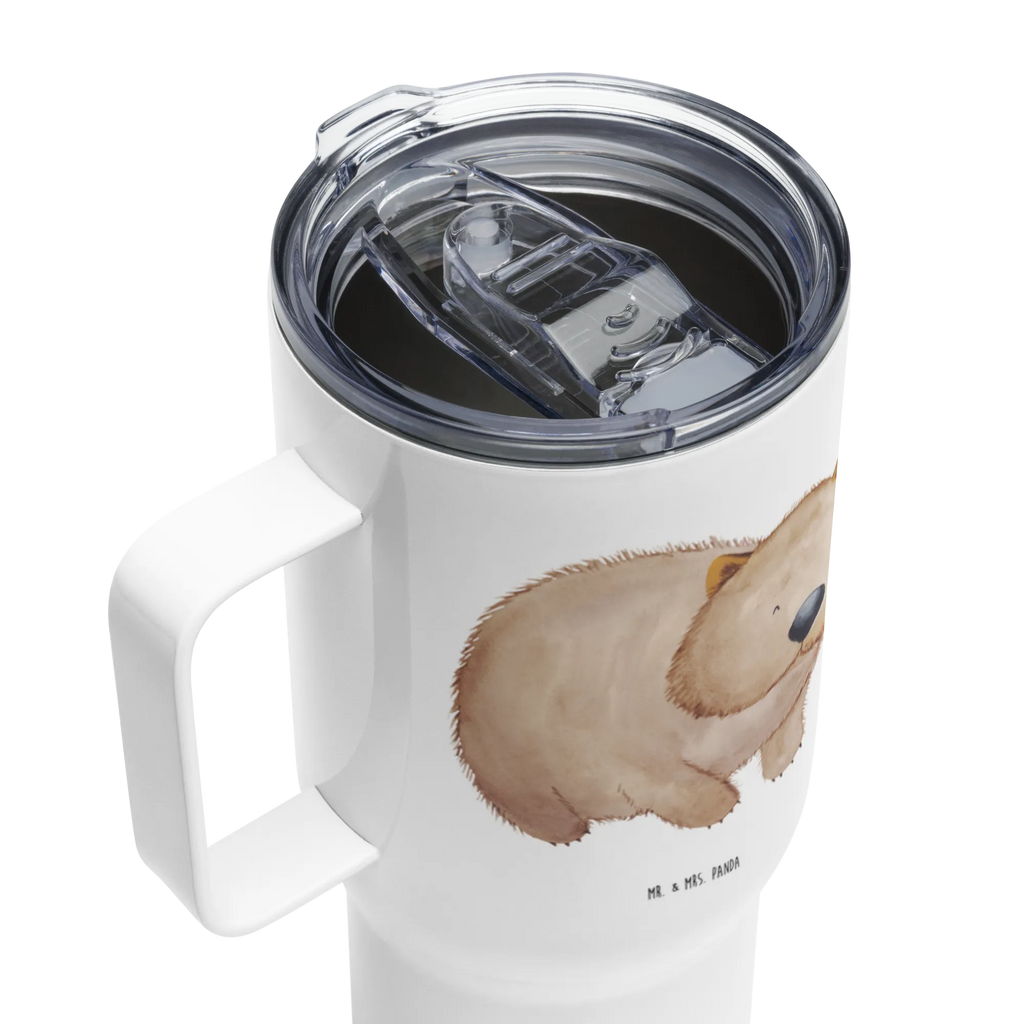 XXL Thermobecher Wombat Großer Thermobecher, XL Reisetasse, Jumbo Becher, Autobecher, Reisebecher, XL Thermobecher, Lustige Sprüche, Tiere, Tiermotive, Gute Laune, Spruch, Wombat, Das Leben Ist schön, Australien, Motivation