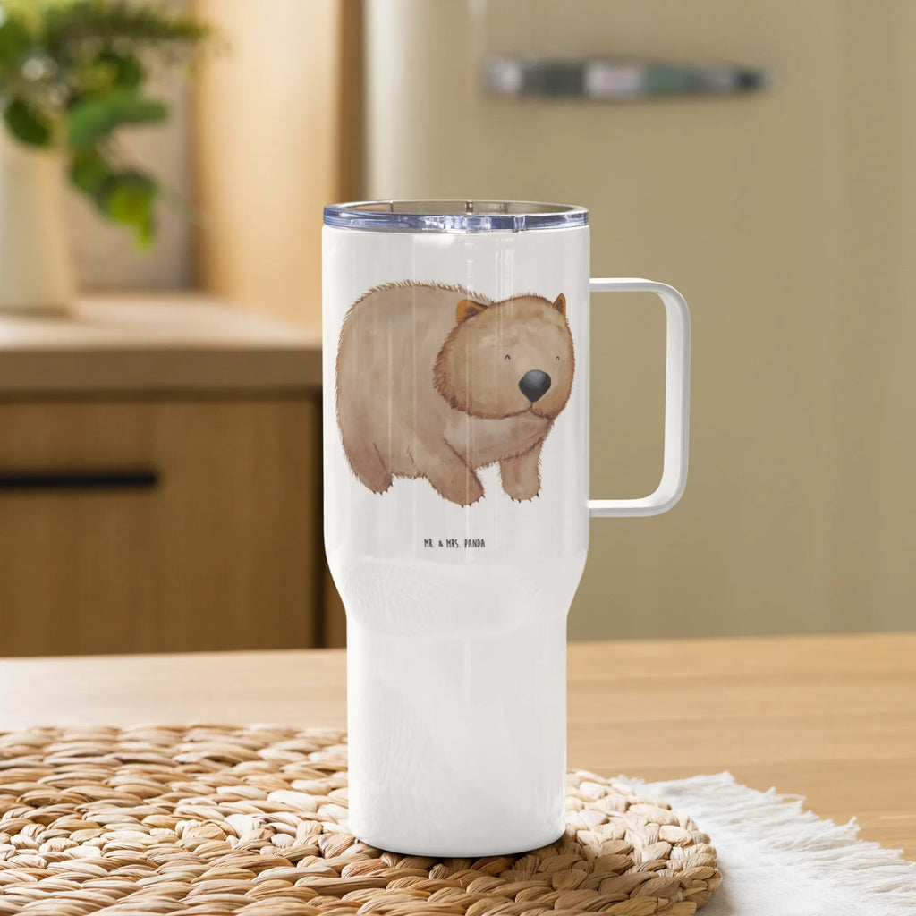 XXL Thermobecher Wombat Großer Thermobecher, XL Reisetasse, Jumbo Becher, Autobecher, Reisebecher, XL Thermobecher, Lustige Sprüche, Tiere, Tiermotive, Gute Laune, Spruch, Wombat, Das Leben Ist schön, Australien, Motivation