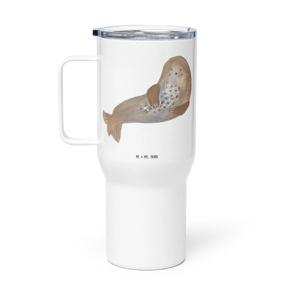 XXL Thermobecher Robbe Lachen Reisebecher, Autobecher, Jumbo Becher, XL Reisetasse, Thermobecher, XL Thermobecher, Großer Thermobecher, Tiermotive, Gute Laune, lustige Sprüche, Tiere, Seehund, Ostsee, Nordsee, Strand, Robbe, Robben, Meerestier