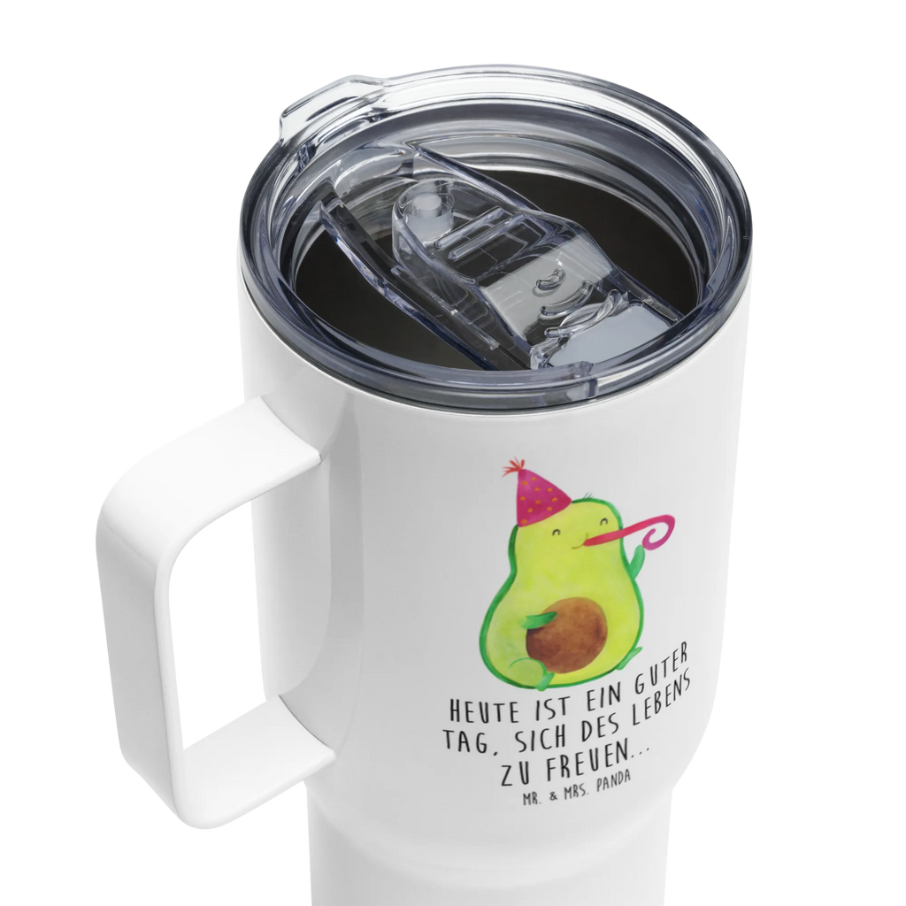 XXL thermal mug avocado Celebration Jumbo Becher, Autobecher, Großer Thermobecher, XL Reisetasse, XL Thermobecher, Reisebecher, Avocado, Veggie, Vegan, Gesund, Gute Laune, Party, Tröte, Feierlichkeit, Geburtstag, Fete, Feier