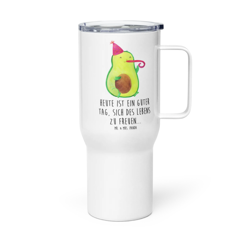 XXL thermal mug avocado Celebration Jumbo Becher, Autobecher, Großer Thermobecher, XL Reisetasse, XL Thermobecher, Reisebecher, Avocado, Veggie, Vegan, Gesund, Gute Laune, Party, Tröte, Feierlichkeit, Geburtstag, Fete, Feier