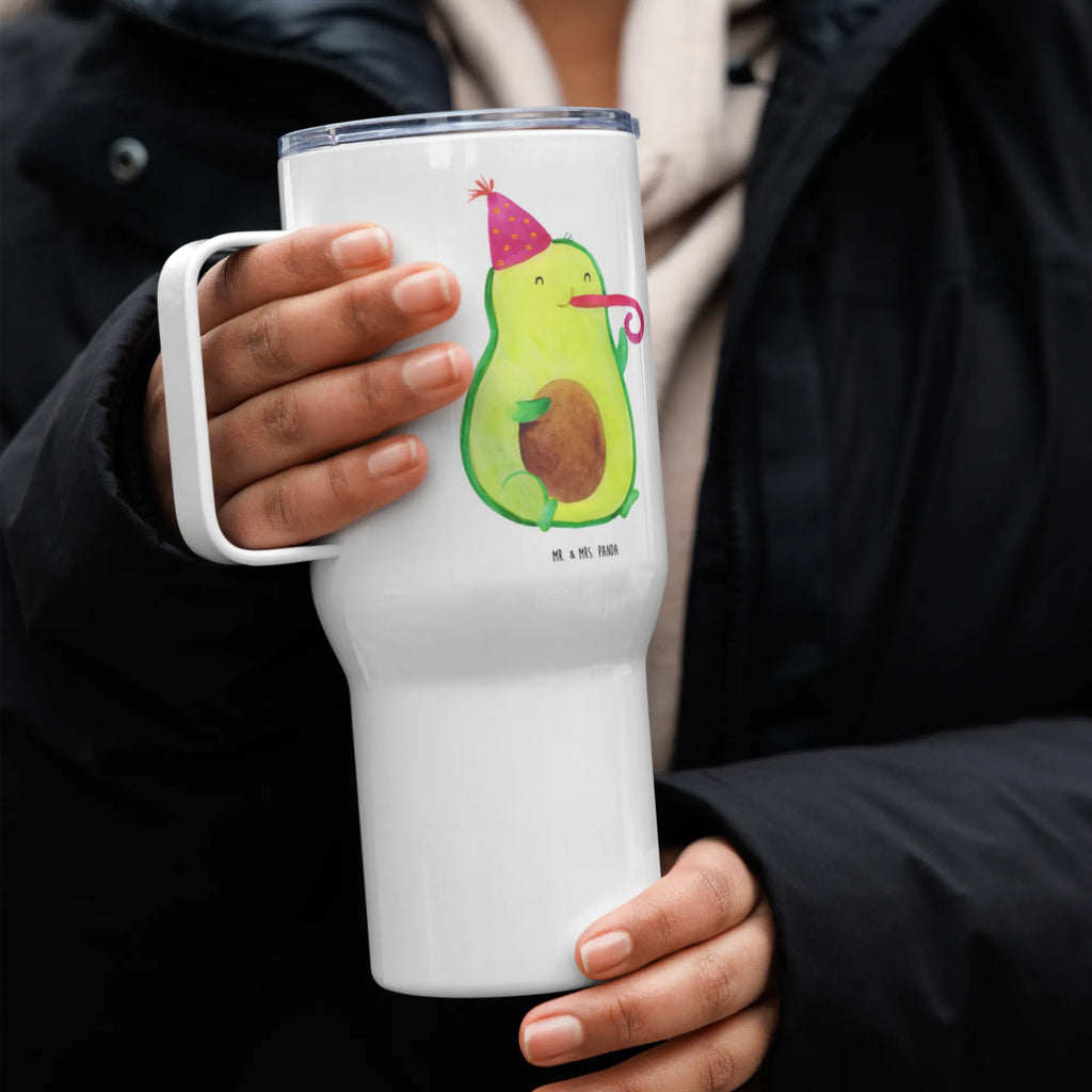 XXL thermal mug avocado Celebration Jumbo Becher, Autobecher, Großer Thermobecher, XL Reisetasse, XL Thermobecher, Reisebecher, Avocado, Veggie, Vegan, Gesund, Gute Laune, Party, Tröte, Feierlichkeit, Geburtstag, Fete, Feier
