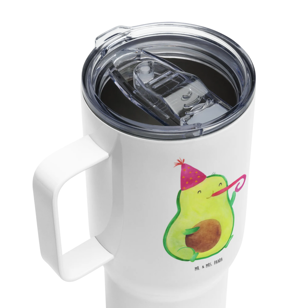XXL thermal mug avocado Celebration Jumbo Becher, Autobecher, Großer Thermobecher, XL Reisetasse, XL Thermobecher, Reisebecher, Avocado, Veggie, Vegan, Gesund, Gute Laune, Party, Tröte, Feierlichkeit, Geburtstag, Fete, Feier
