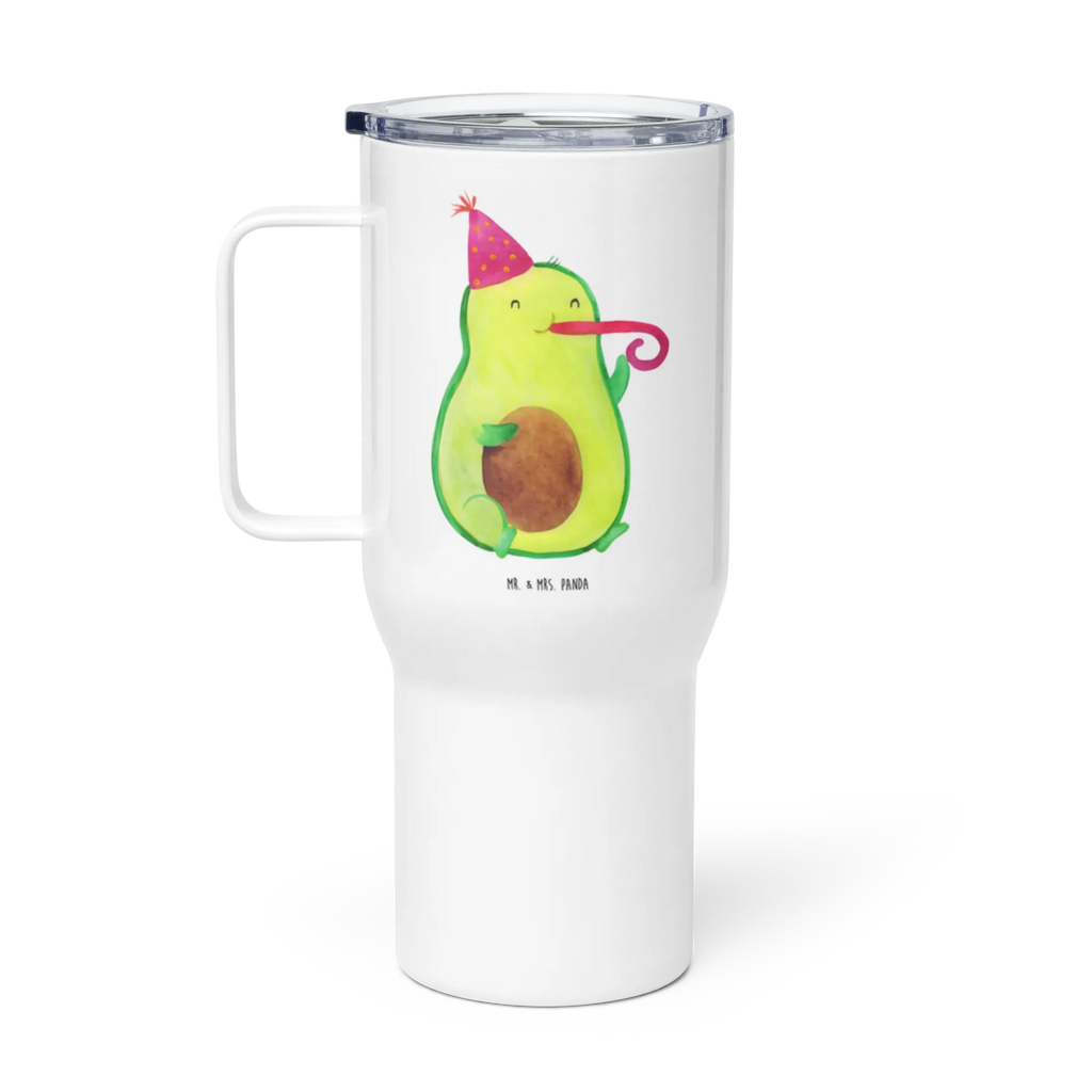 XXL thermal mug avocado Celebration Jumbo Becher, Autobecher, Großer Thermobecher, XL Reisetasse, XL Thermobecher, Reisebecher, Avocado, Veggie, Vegan, Gesund, Gute Laune, Party, Tröte, Feierlichkeit, Geburtstag, Fete, Feier