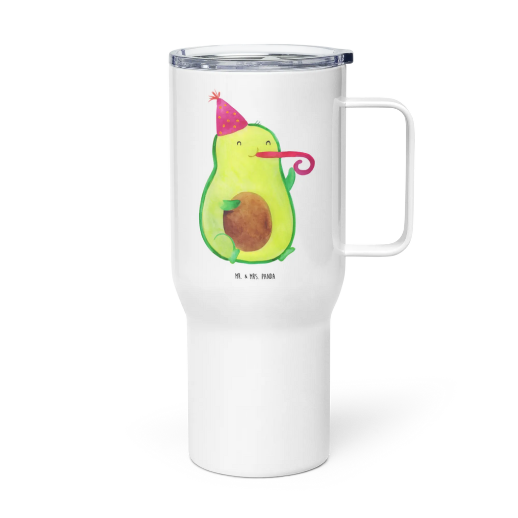 XXL thermal mug avocado Celebration Jumbo Becher, Autobecher, Großer Thermobecher, XL Reisetasse, XL Thermobecher, Reisebecher, Avocado, Veggie, Vegan, Gesund, Gute Laune, Party, Tröte, Feierlichkeit, Geburtstag, Fete, Feier