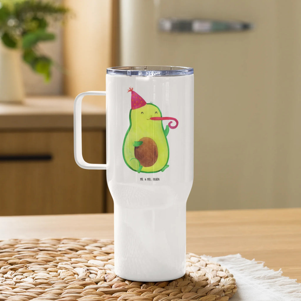 XXL thermal mug avocado Celebration Jumbo Becher, Autobecher, Großer Thermobecher, XL Reisetasse, XL Thermobecher, Reisebecher, Avocado, Veggie, Vegan, Gesund, Gute Laune, Party, Tröte, Feierlichkeit, Geburtstag, Fete, Feier
