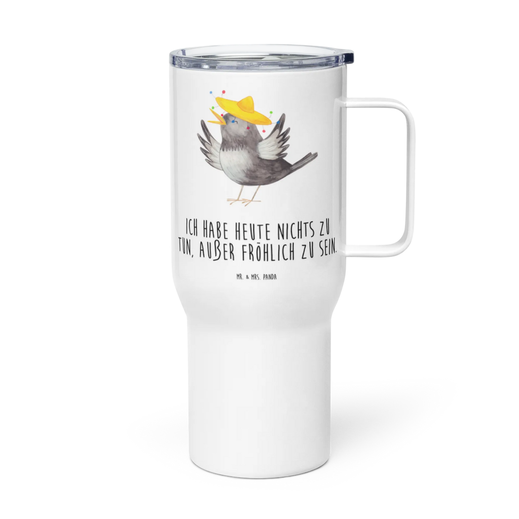 XXL Thermobecher Rabe Sombrero Thermobecher, Jumbo Becher, Autobecher, Großer Thermobecher, Reisebecher, XL Thermobecher, XL Reisetasse, Tiermotive, Gute Laune, lustige Sprüche, Tiere, Rabe, Glück Spruch, glücklich sein, Elster, Spruch positiv, Vögel, froh, Motivation, Vogel, fröhlich sein